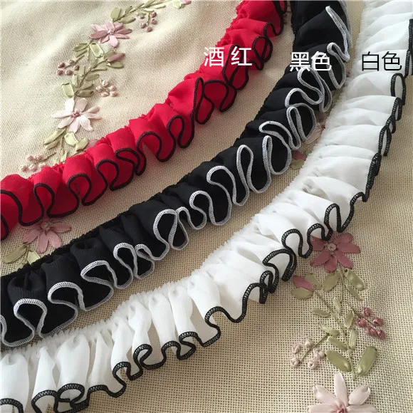 2yards/lot 5cm Chiffon Lace Shoe Garment Chiffon Fold Lace Trims Multi-color X007