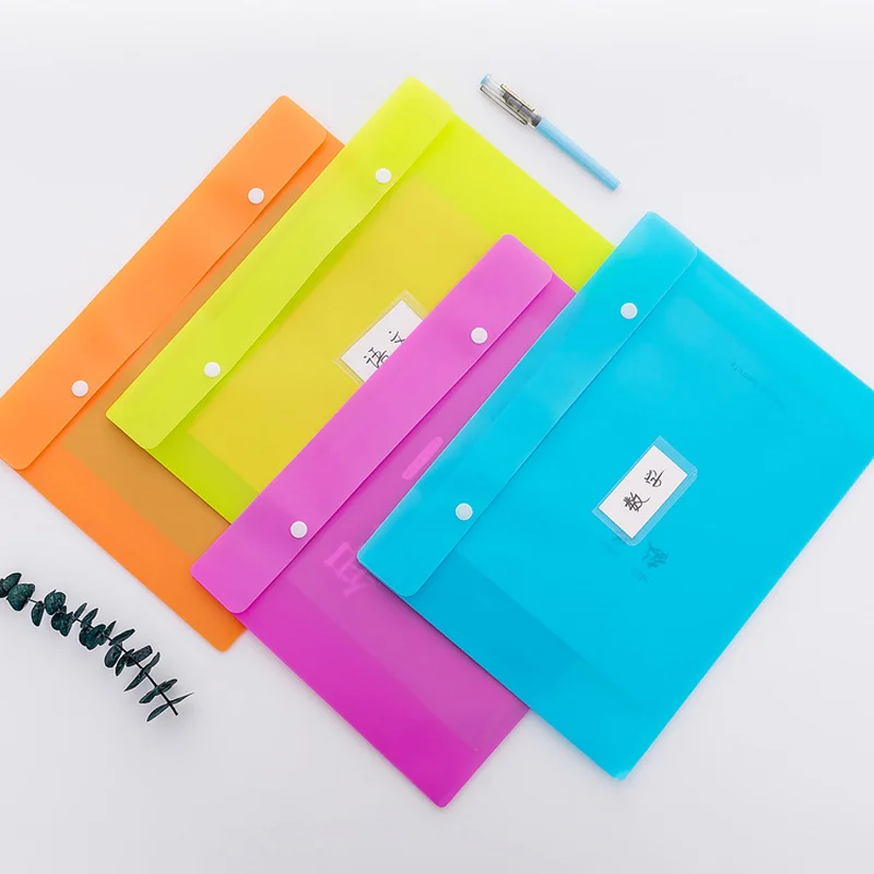 Creative Fashion Simple Snap Candy Colors Big Capacity File Bag Student Office Learning  Waterproof Storage Bags Stationery