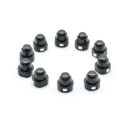 Interruptor de botón redondo para linterna, pieza de linterna, negro, DC 30V, 1A, 10mm x 10mm (D x H), 10 unidades por lote