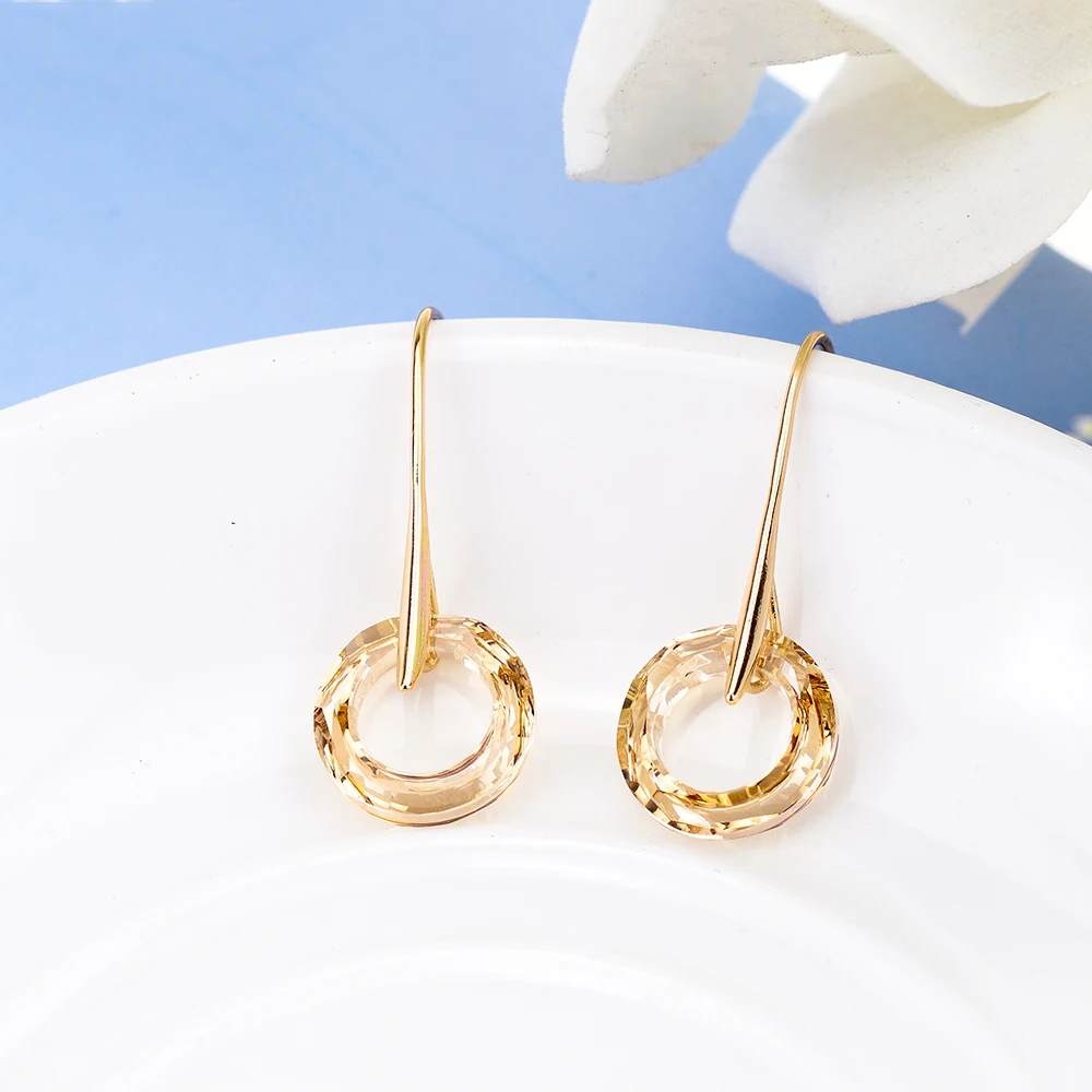 BAFFIN Fancy Stone Circle Drop Earrings Crystals From Austria For Women Gold Color Bohemian Dangle Earrings Indian Jewelry