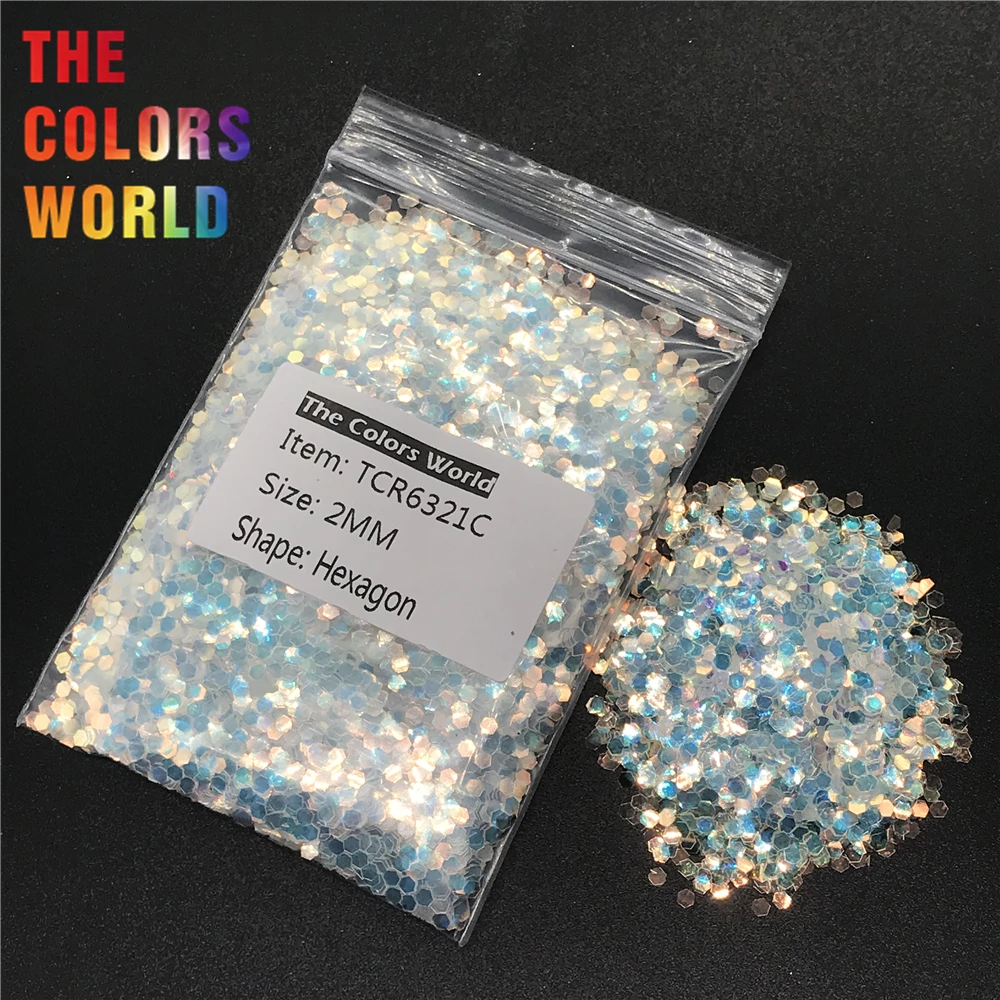 Tcr6321c decoração branca de arco-íris hexagonal em formato de unha glitter para arte de unha glitter corporal sombra para olhos maquiagem pintura de rosto diy