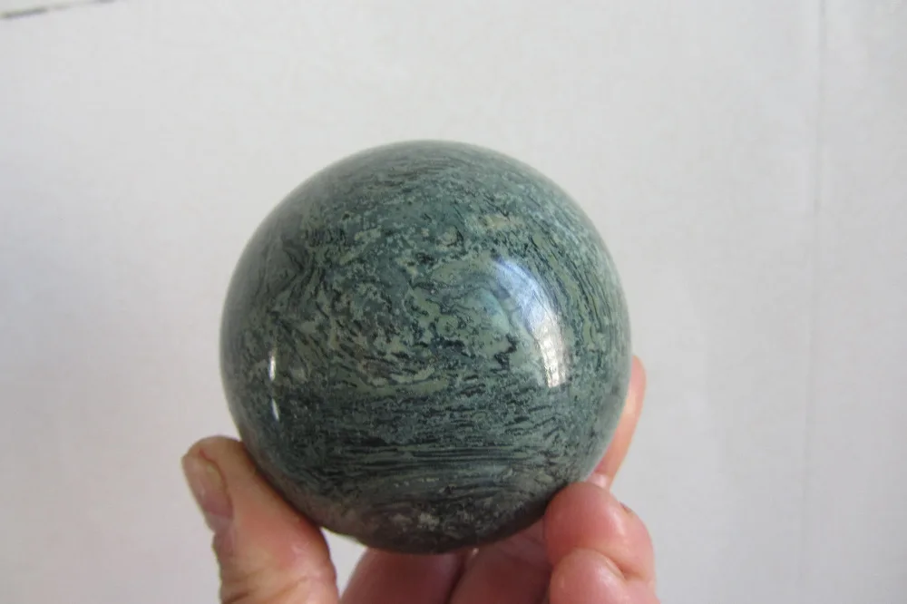 70MM NATURAL Green Kambaba JASPER STROMATOLITE Fossil Quartz Crystal Sphere Ball 501.9G