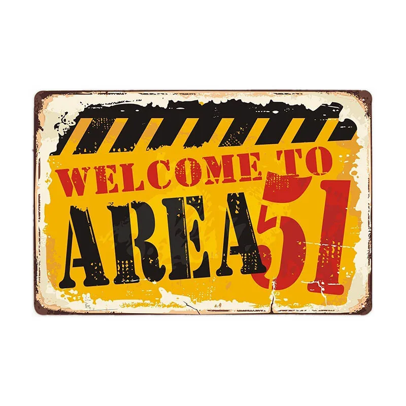 Warning Area 51 Metal Tin Sign UFO Vintage Wall Plaques Art Poster Decoration Painting Home Decor 20x30cm - Detail 1