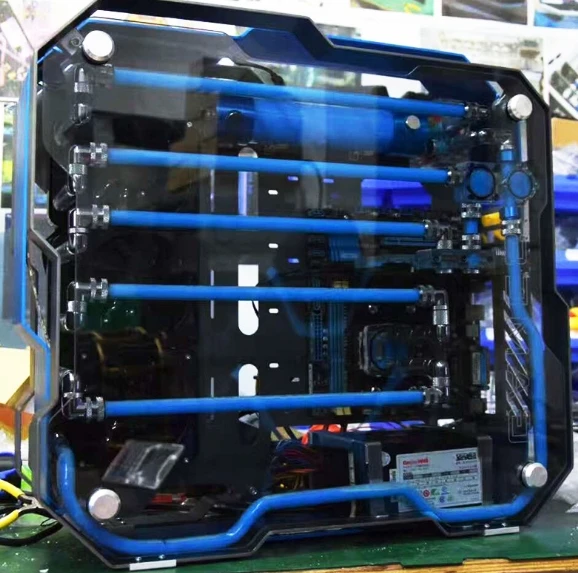 Mod de alumínio completo e vidro temperado duplo caso resfriamento água i7 7700k 8g/16gb 1t gx 1080 atx diy computador de jogos desktop pc