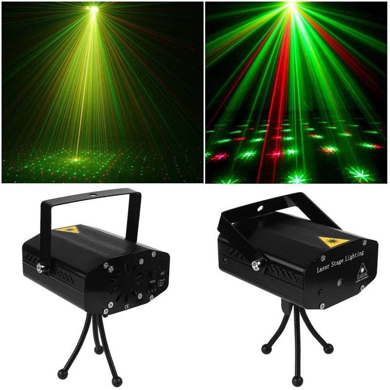 

2Pc DJ Disco Light Projector Stage Laser Light Party Green Red Voice Control