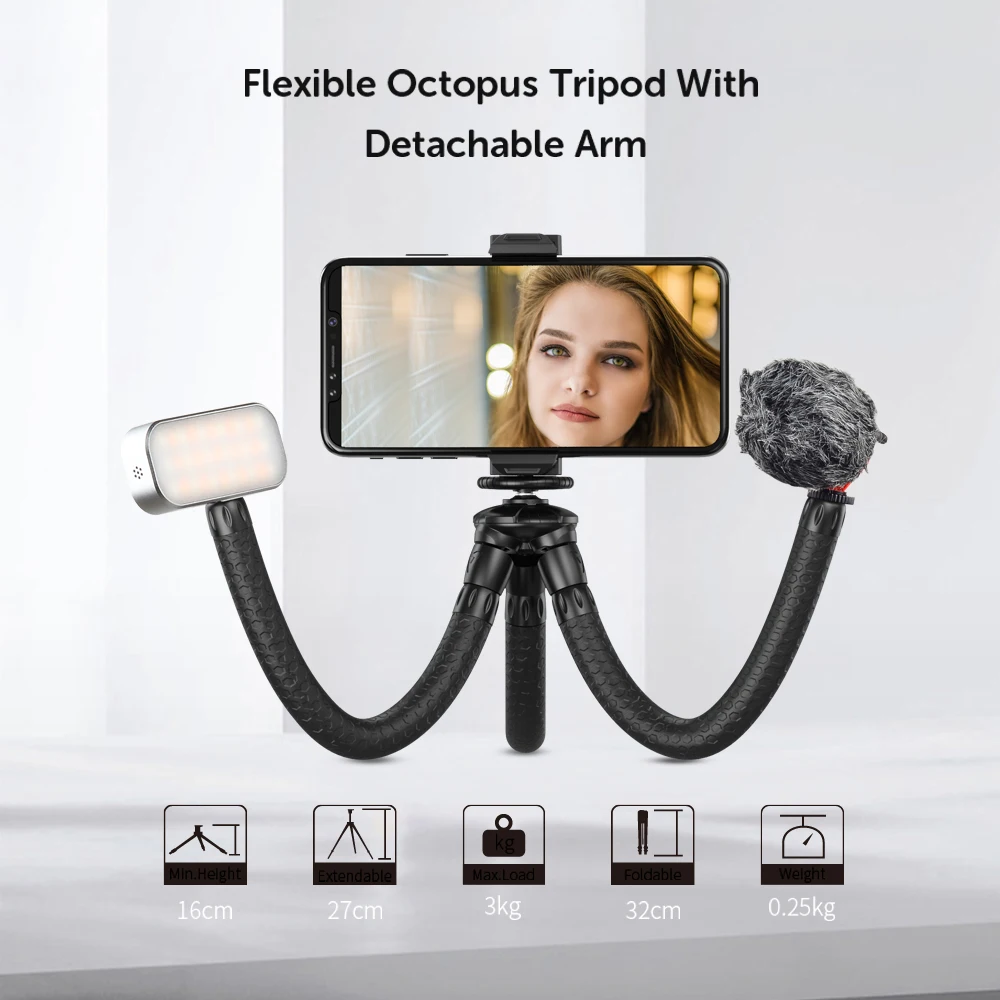 APEXEL 2 in 1 portable Table Flexible SLR Tripod 360 Rotation Vertical Shooting Phone tripod Holder for go-pro Sony Nikon Phone