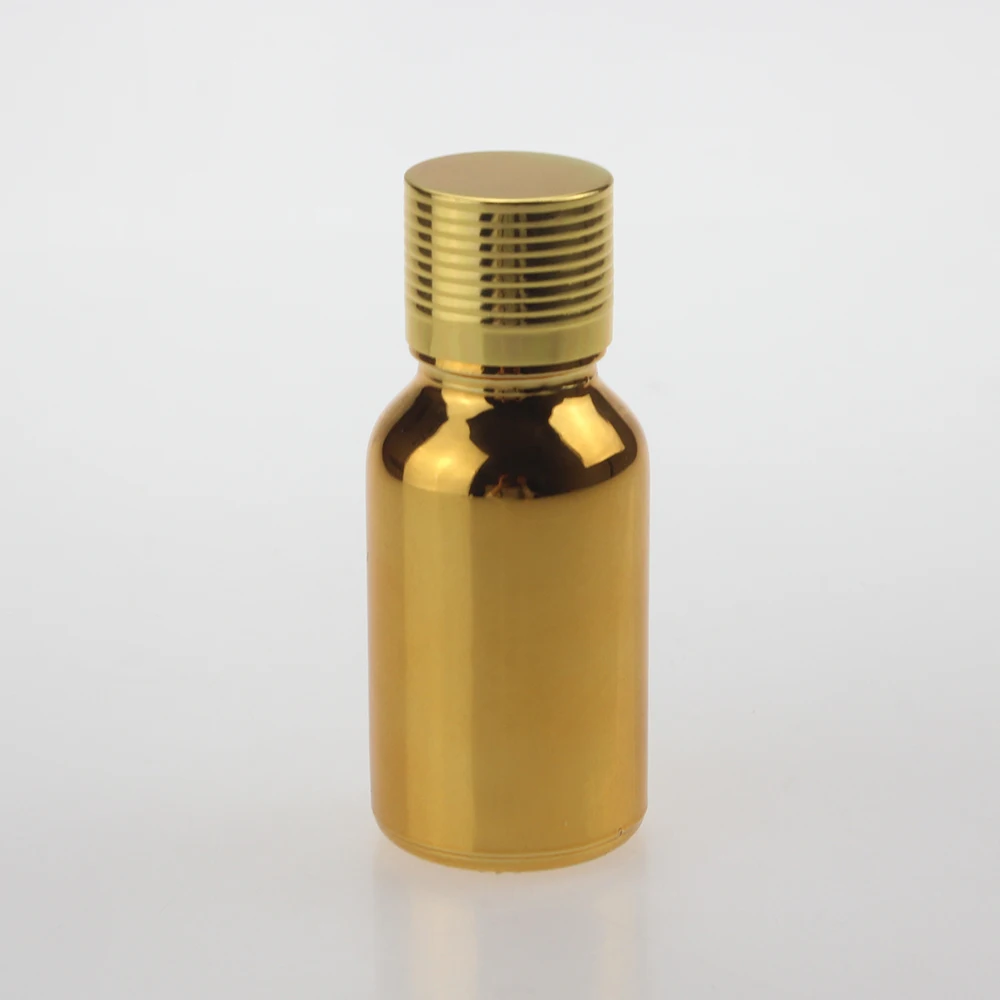 

20ml glass bottle with screw cap ,UV coating gold and silver essential oil glass bottle for sale