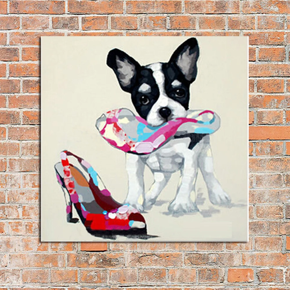 Naughty Dog Paintings Handmade Wall Painting Picture on Canvas Abstract Home Decor Animals Landscape Oil Painting Hang Pictures