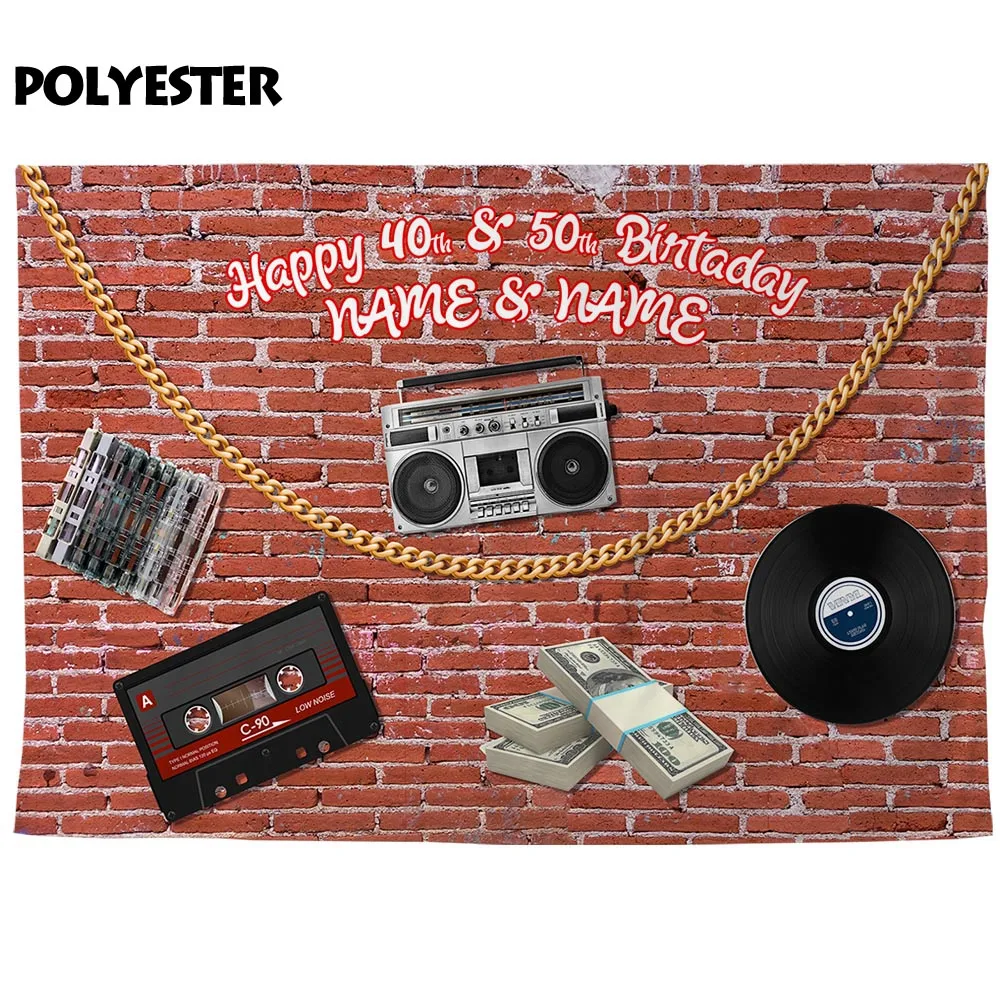 Funnytree-corrente para cédulas de vinil, vintage, papel de fundo popular, personalizado, colar dourado, parede de tijolos, vintage