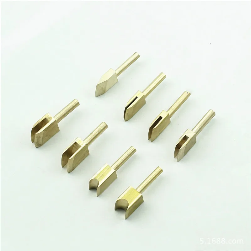 

10pcs/set Leather Burn Edge for Decorate/Sealing Tools Pure Brass Soldering Iron Marking Creaser Tips