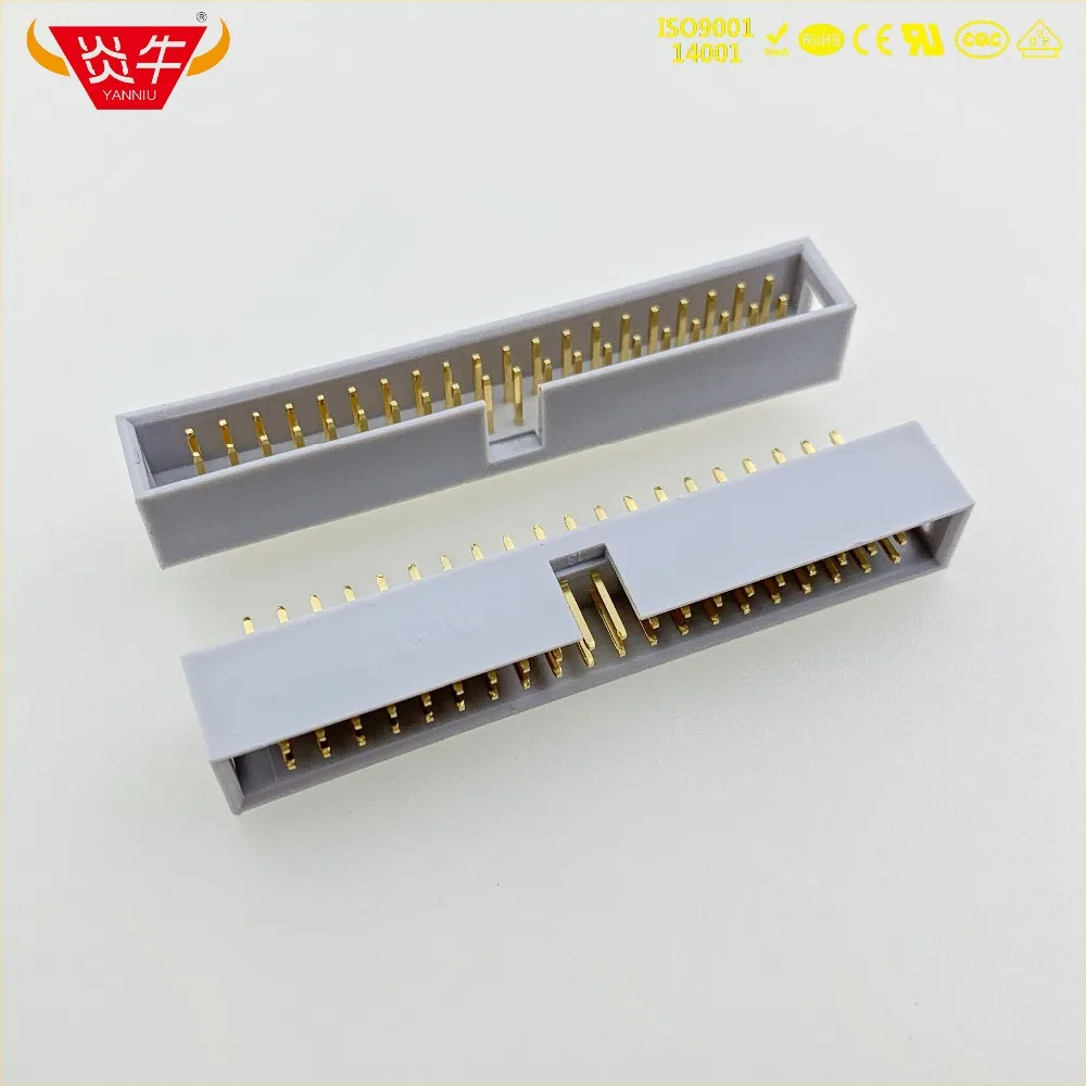 50Pcs DC3-40P GREY WHITE 40PIN IDC SOCKET BOX 2.54mm PITCH BOX HEADER STRAIGHT CONNECTOR CONTACT PART GOLD-PLATED 3Au YANNIU