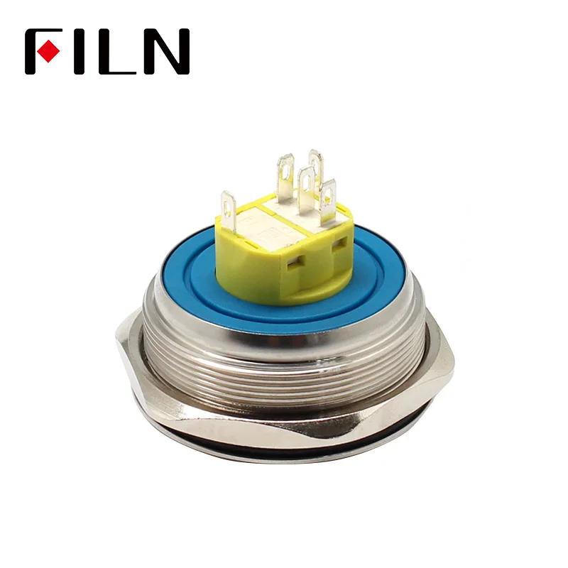 40mm stainless steel ring lamp  6v 12v 24v 220v  green white yellow red momentary latching 1no1nc led metal push button switch