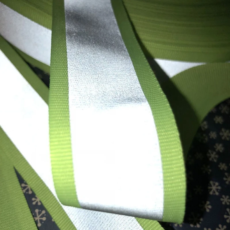 Roadstar 30mm Width Fluorescent Yellow Reflective Polyester Ribbon Warning Tape for Safety Clothes Sewing on Bag