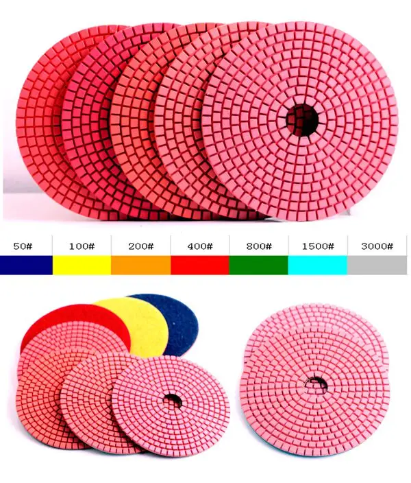 Strass d125mm 5 polegadas flexível moedor de ângulo molhado almofadas de polimento para granito e mármore