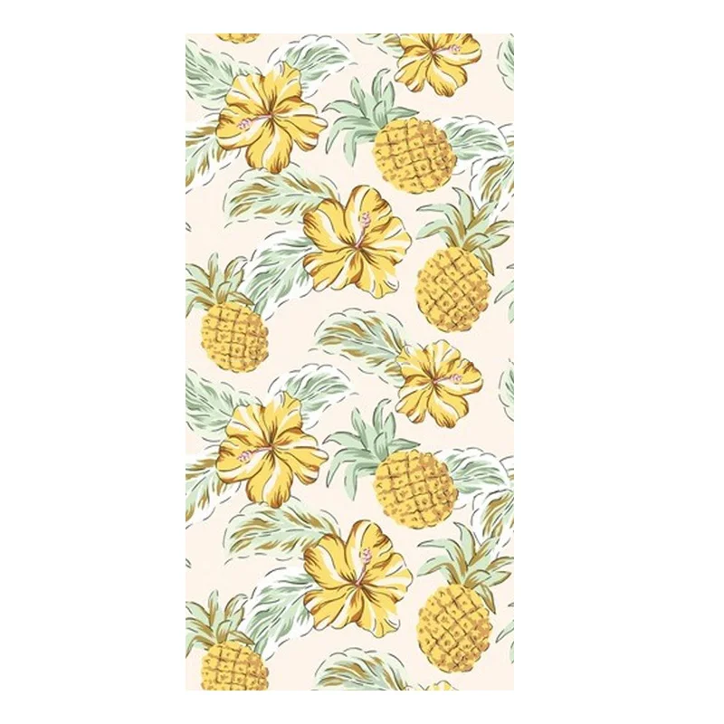 Shabby Chic Żółty Kwiat Hibiskusa Kwiatowy Ręcznik Plażowy z Mikrofibry Podróż Tropikalny Ananas Egzotyczne Akcesoria Łazienkowe Wystrój