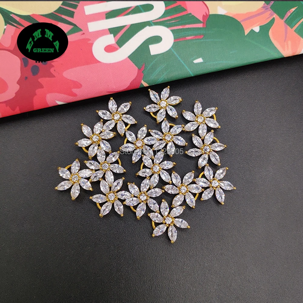 Lucky Flower Gold or Silver Zircon Charm 100pcs Zircon Crystal Charms for Jewelry Zircons Flower Making Finding Daisies Flowers