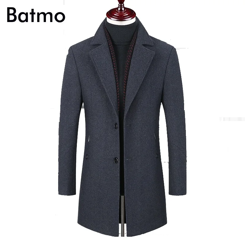 

BATMO 2024 new arrival winter high quality wool thicked trench coat men,men's gray wool jackets ,plus-size M-6XL,1828