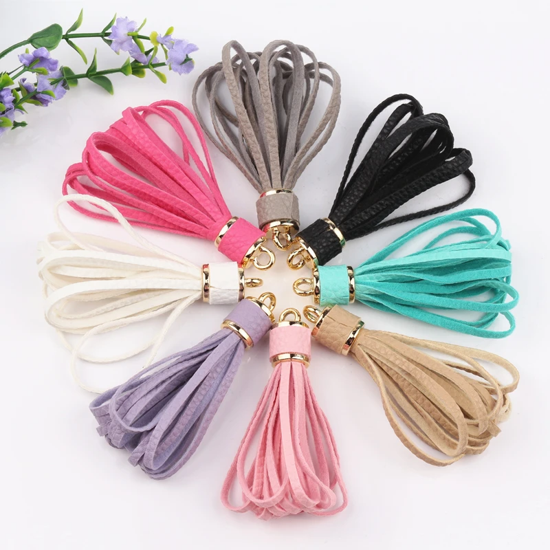 

20pcs 78mm PU Faux Leather Tassel For Keychain Cellphone Straps Jewelry DIY Bag Pendant Charms Findings