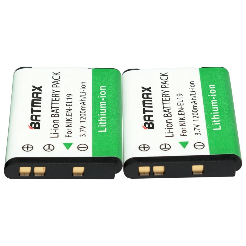 2 Pz 1200 mAh EN-EL19 EN EL19 ENEL19 Fotocamera Batteria & Caricabatteria per Nikon S2500 S100 S2600 S3100 S3200 S3300 S4100 S4200 S4300 S6600