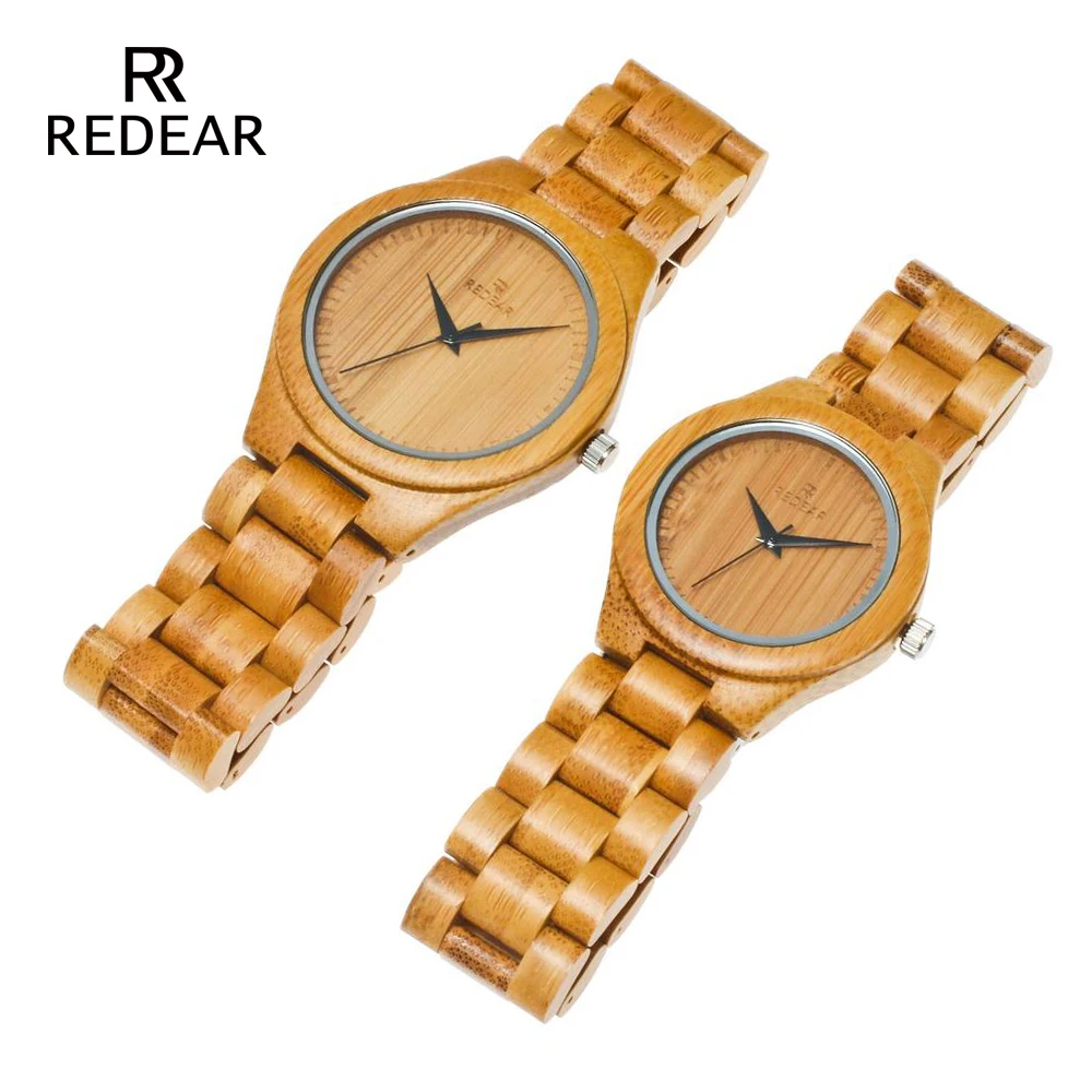 REDEAR darmowa wysyłka Natural Color Bamboo Lover's Watch mężczyźni luksusowy drewniany pasek zegarki kwarcowe damskie