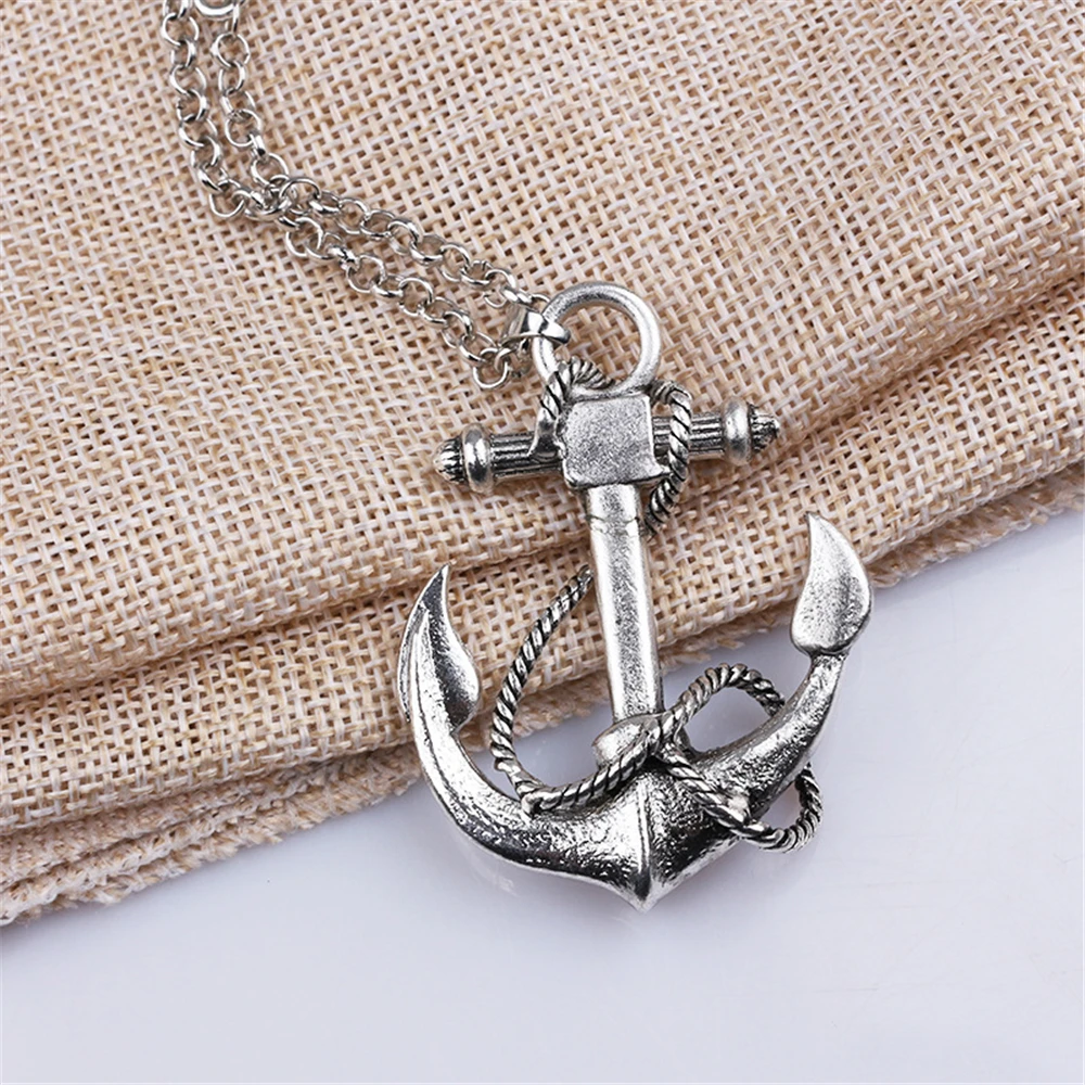 One Piece Punk Gothic Casting Navy Viking Rope Sea Ship Sailor Anchor Pendants Necklaces for Men's Fashion Jewelry Accessories image 6