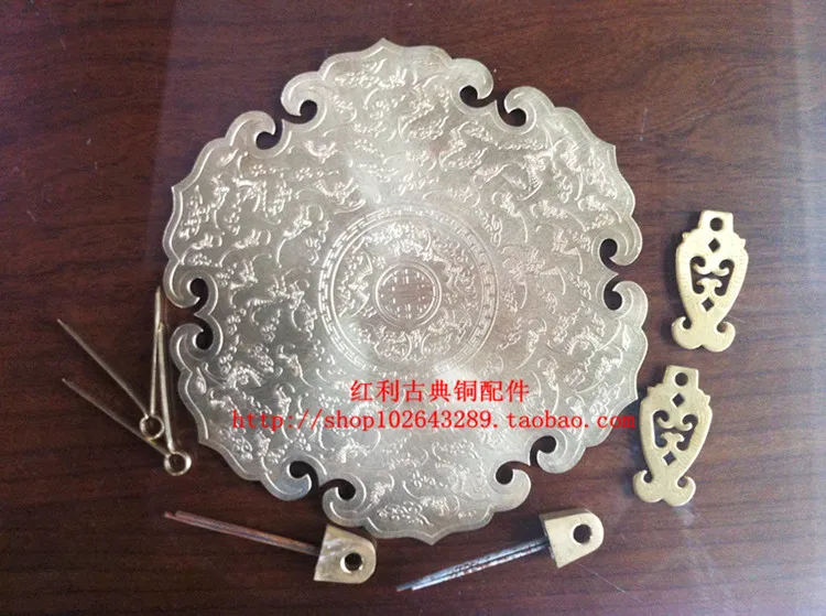 

Classical Chinese antique copper bonus copper fittings copper handle Ruyi round top carved door wardrobe handle