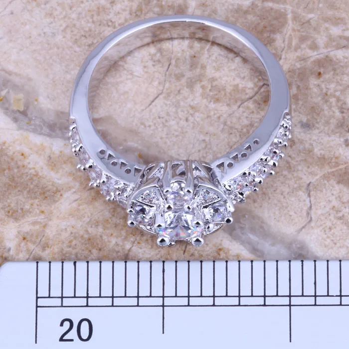 Delightful White CZ Silver Plated Ring Size 6 / 7 / 8 / 9 E469