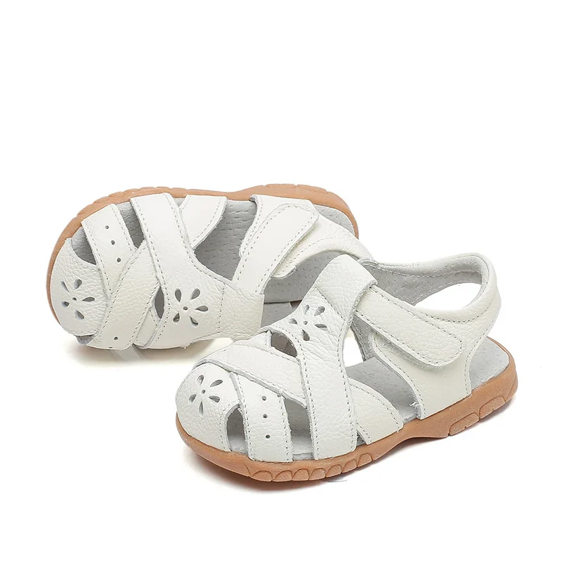 2024 New Girls Sandals Summer Genuine Leather Kids Shoes Hollow Out Snowflake Children Sandals for Girls Baby Toddler Shoes