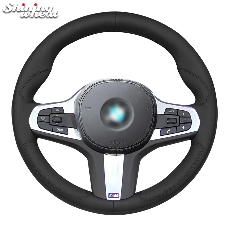 Shining wheat Leather Car Steering Wheel Cover for BMW G30 525i 530i 530d M550i M550d 2017 2018 G32 630i 640i M