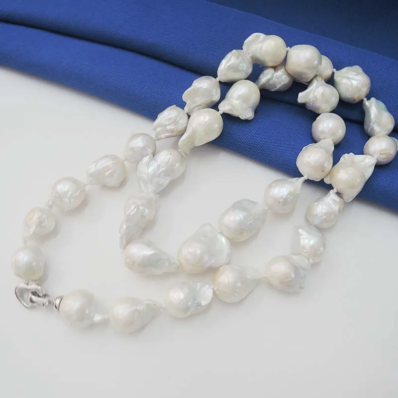 100% NATURE FRESHWATER Baroque PEARL long NECKLACE-big pearls,baroque shape pearl -13 mm-16 mm  length 15-25 mm