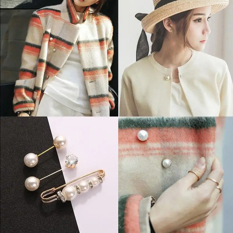 2026Fashion 1Pc Woman/Girl Imitation Pearl Brooch Classic Charm High Quality Accessories Simple Double Pearls Brooches All-match
