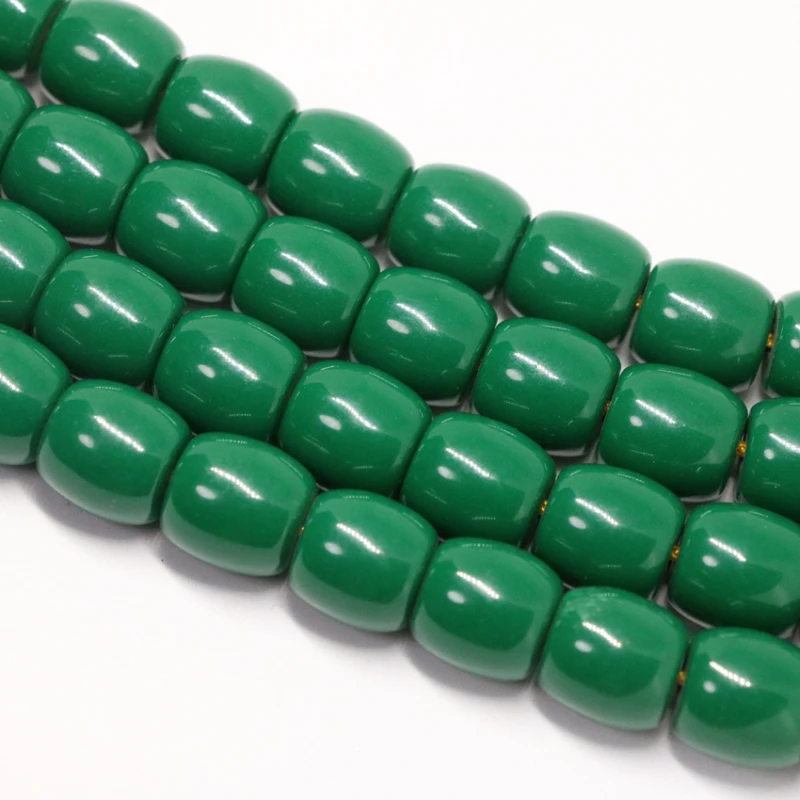 Green resin beeswax hot sell 9*9mm 10*10mm 12*12mm barrel loose rice shape beads fashin jewelry making 15inch B56