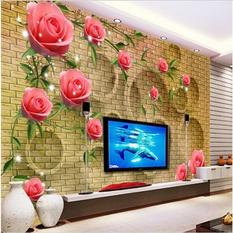 

wellyu Custom large - scale murals fantasy roses rattan stars 3D TV background wall wallpaper papel de parede para quarto