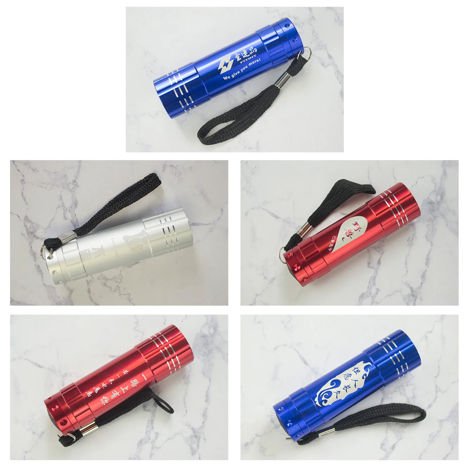 Lot 10pcs LED Torch Free Custom Logo Promotion gift Light Super Bright 9 Bulb Flashlight Personalized Givenaway Battery Powered