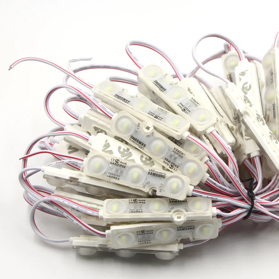 50pcs/lot 5630 3 LED Modules injection LED bar light white warmwhite blue red module Waterproof IP68 DC12V