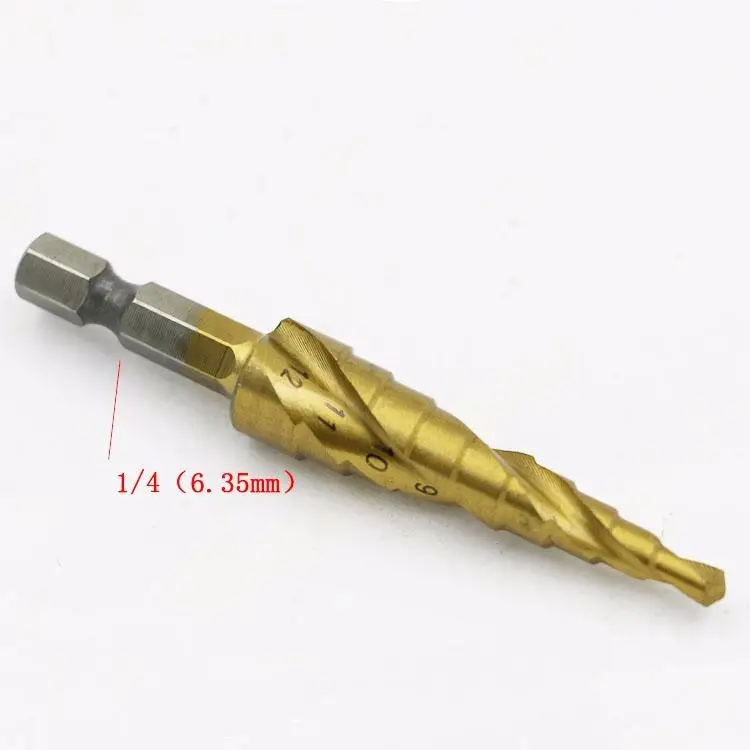 4-12mm HSS 4241 Steel Spiral Grooved Step Drill Bits  Step Cone Cutting Tools Steel Woodworking Metal Drill