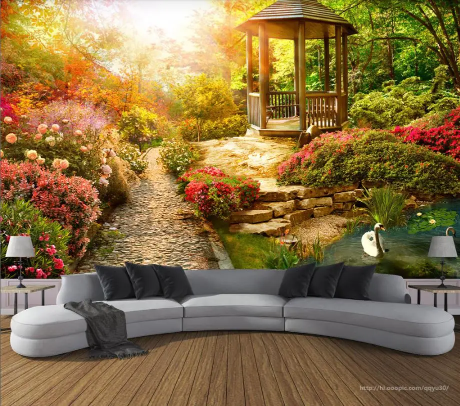 

Custom wall papers home decor living room Sunny garden landscape 3D TV background 3d wallpaper walls