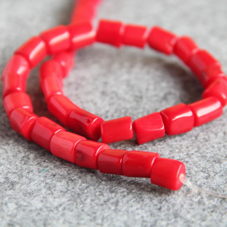 8-10Mm Natuurlijk Rood Koraal Zee Bamboe Kralen Voor Sieraden Maken Diy Ketting Armband Cilindricaliteit Ontwerp Groothandel