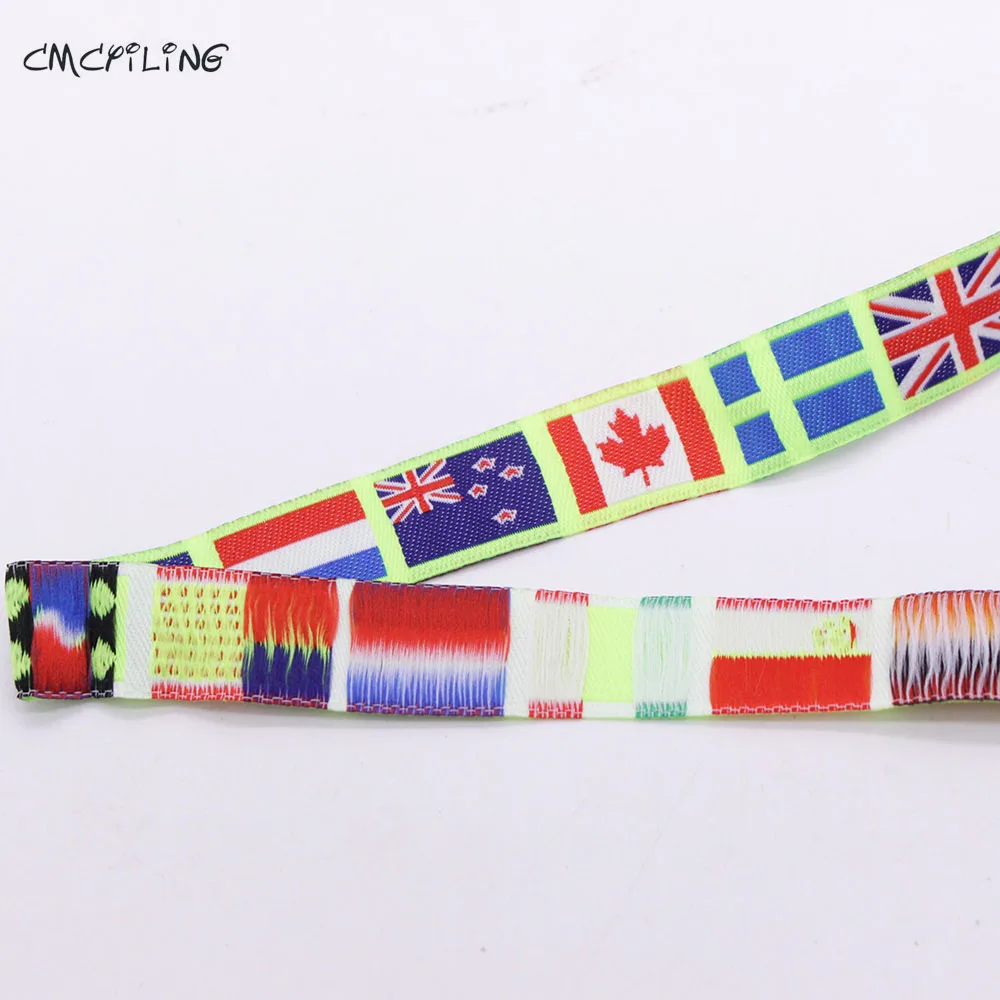 CMCYILING Europe National Flag Jacquard Webbing Sewing Label Wedding Materials Sewing Tape Ribbons For Gift Baby Scrapbooking