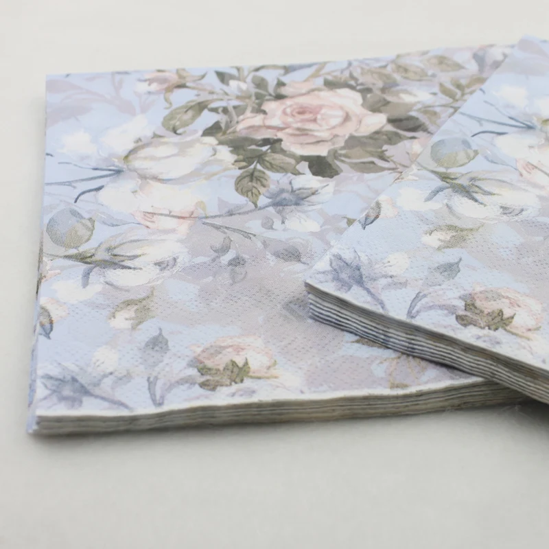 [RainLoong] Printed Feature Rose Paper Napkins For Event & Party Decoration Tissue Decoupage 33cm*33cm 1 pack  (20pcs/pack)