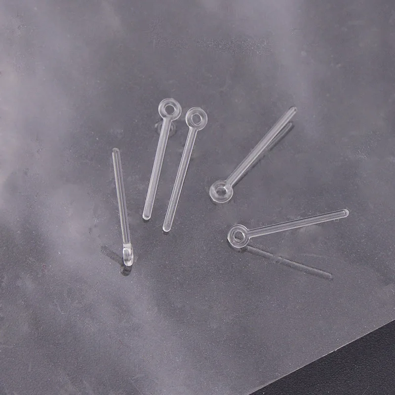 

200pcs 9-shaped Earring Pins Plastic Transparent Ear Pin with Hanging Hole Jewelry Pin DIY Earring Finding