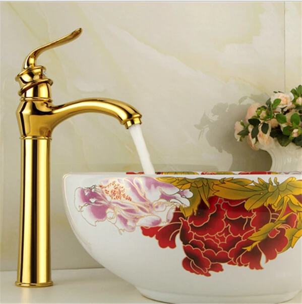 

Basin Faucets Golden Copper Mixer Taps Single Hole Sink Faucet Washbasin G1019