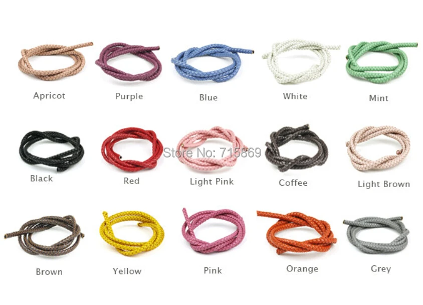 

Free Ship EMS Multi Color 100m 6mm Round Braided Leather Cord, Genuine Leather Cord For Leather Bracelet