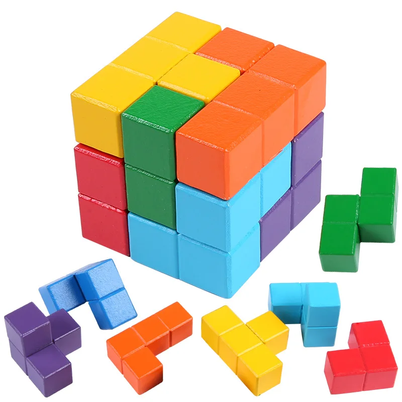 Children's Seven-piece 3D Puzzle Soma Cube Russian Cube Cubic Learning Toys for Children