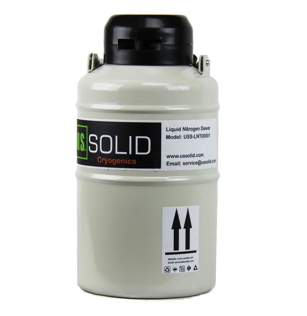 U.S. Solid 3 L Liquid Nitrogen Sperm Semen Container Cryogenic LN2 Tank Dewar with Straps 6 Canisters 25 Days