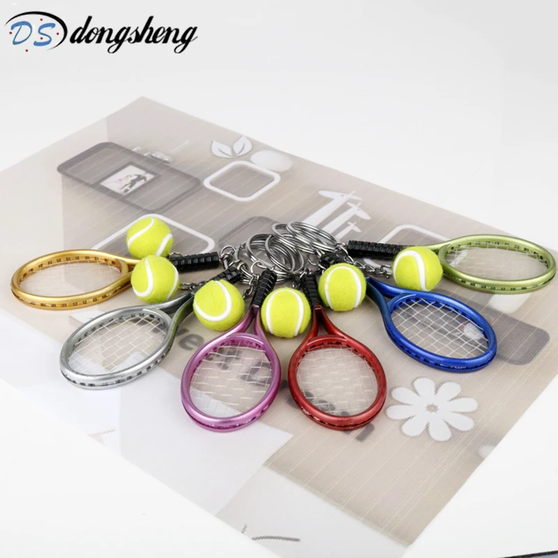 Fashion 6 Color Tennis Keychain Key Ring Tennis Racket Model Key Chain For Best Friendship Souvenir Gift