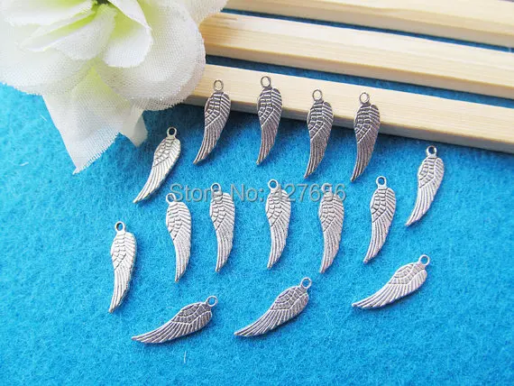 1000pcs 16.66mmx4.80mm Antique Silver tone Cabinet Cute Single Angel Wing Pendant Charm/Finding,DIY Accessory Jewellery Making