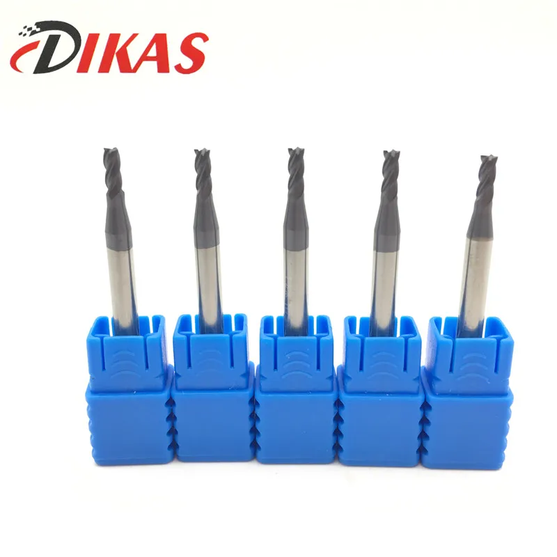 Dikas materiale d2.5 * D4 * 50L * 4F 45HRC Carburo di Piazza Estremità piatta Mill 4 flauto 2.5mm rivestimento nano uso per L'alta velocità fresatrice
