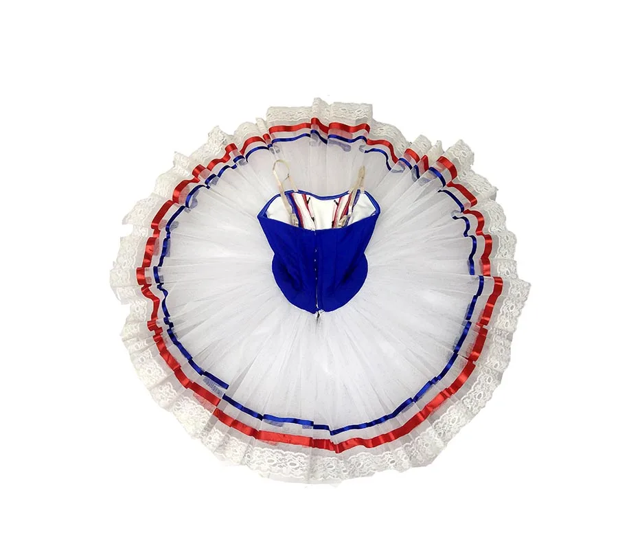 Ballet Tutu Flame of Paris Adult Professional Ballet Tutu Royal Blue White Fairy Pancake Peformance Tutu Ballerina Stage Costume