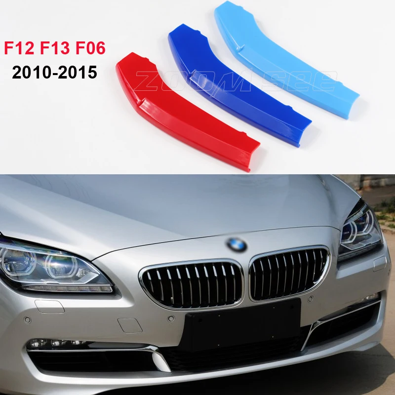 3D M Front Grille Trim Strips Grill Cover Stickers For 2010-2015 BMW 6 series F12 F13 F06 650 640 Coupe Convertible Gran Coupe